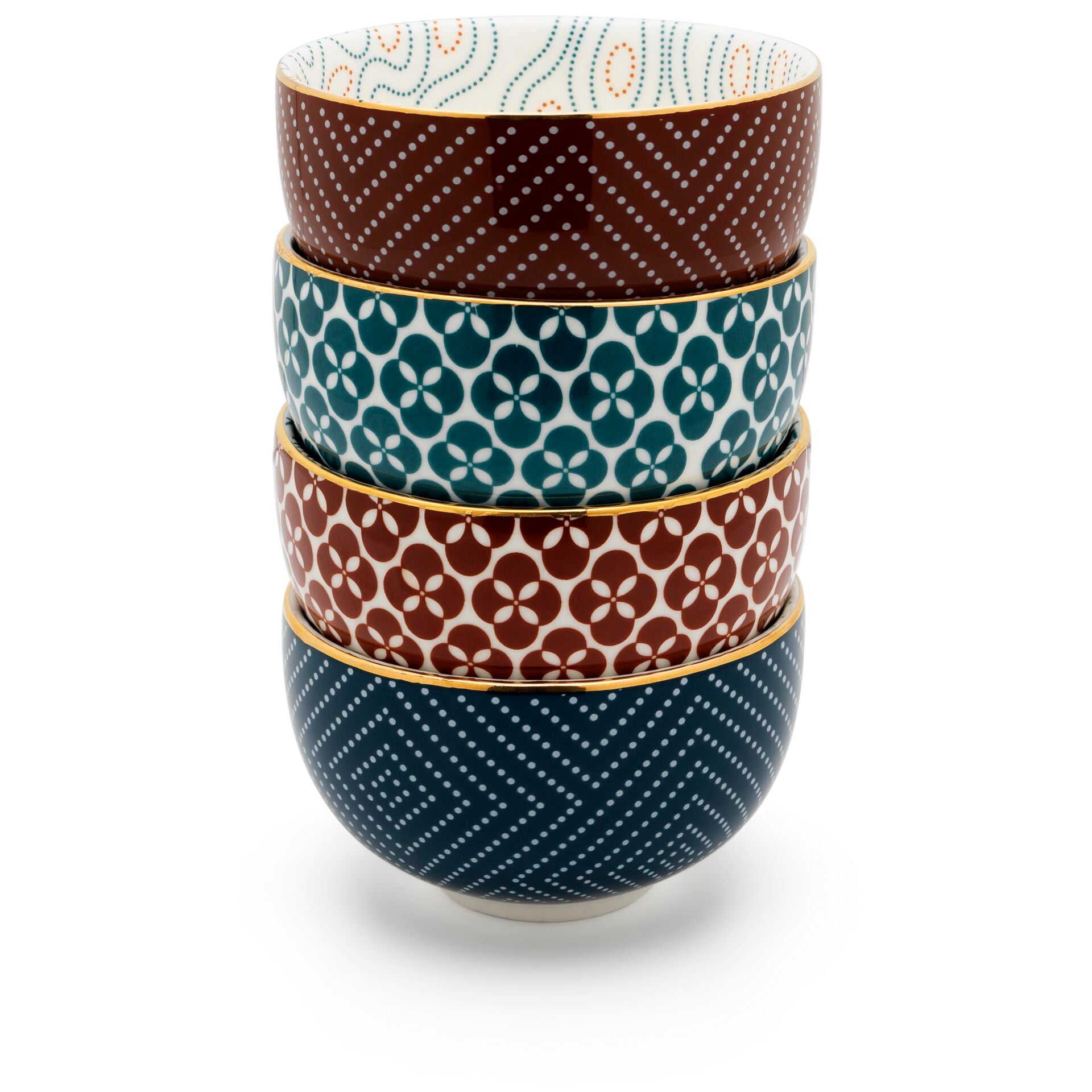 Bredemeijer Teebecher Pucheng 4- Set Porzellan petrol/rot  153021