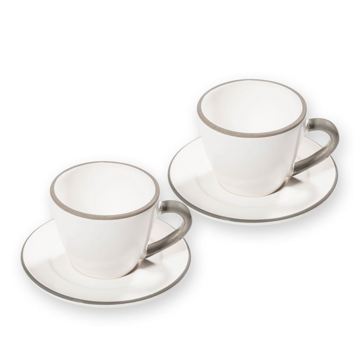 Gmundner Keramik Grauer Rand, Espresso für 2