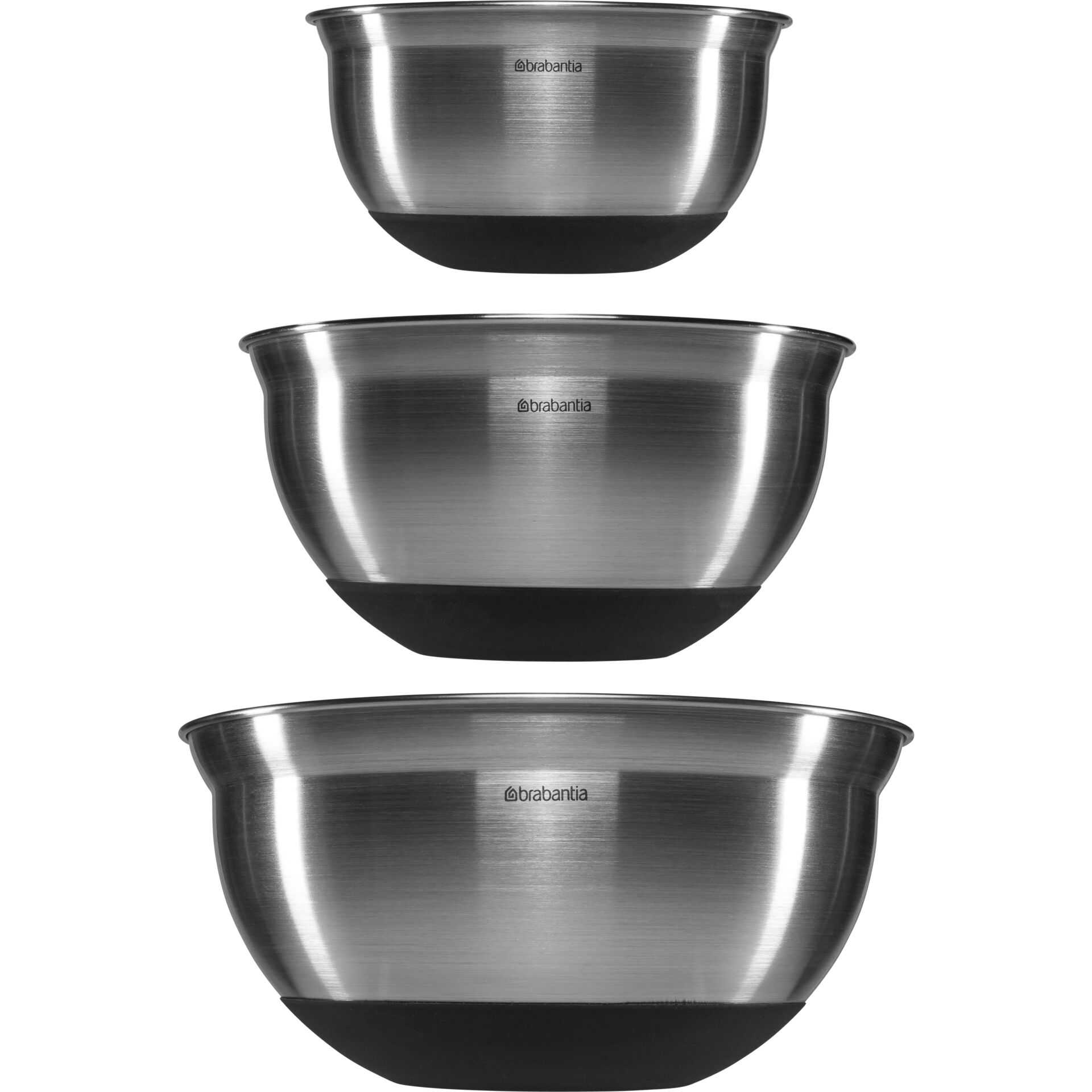 Brabantia Rührschüssel Stahl matt schwarz,  3-er Set 1+1.6+3L