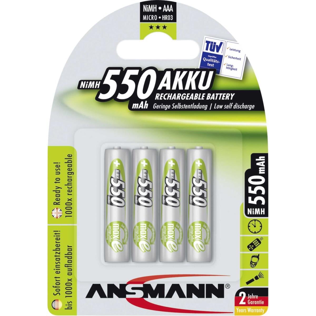 ANSMANN - Batterie 4 x AAA-Typ - NiMH - (wiederaufladbar) - 550 mAh