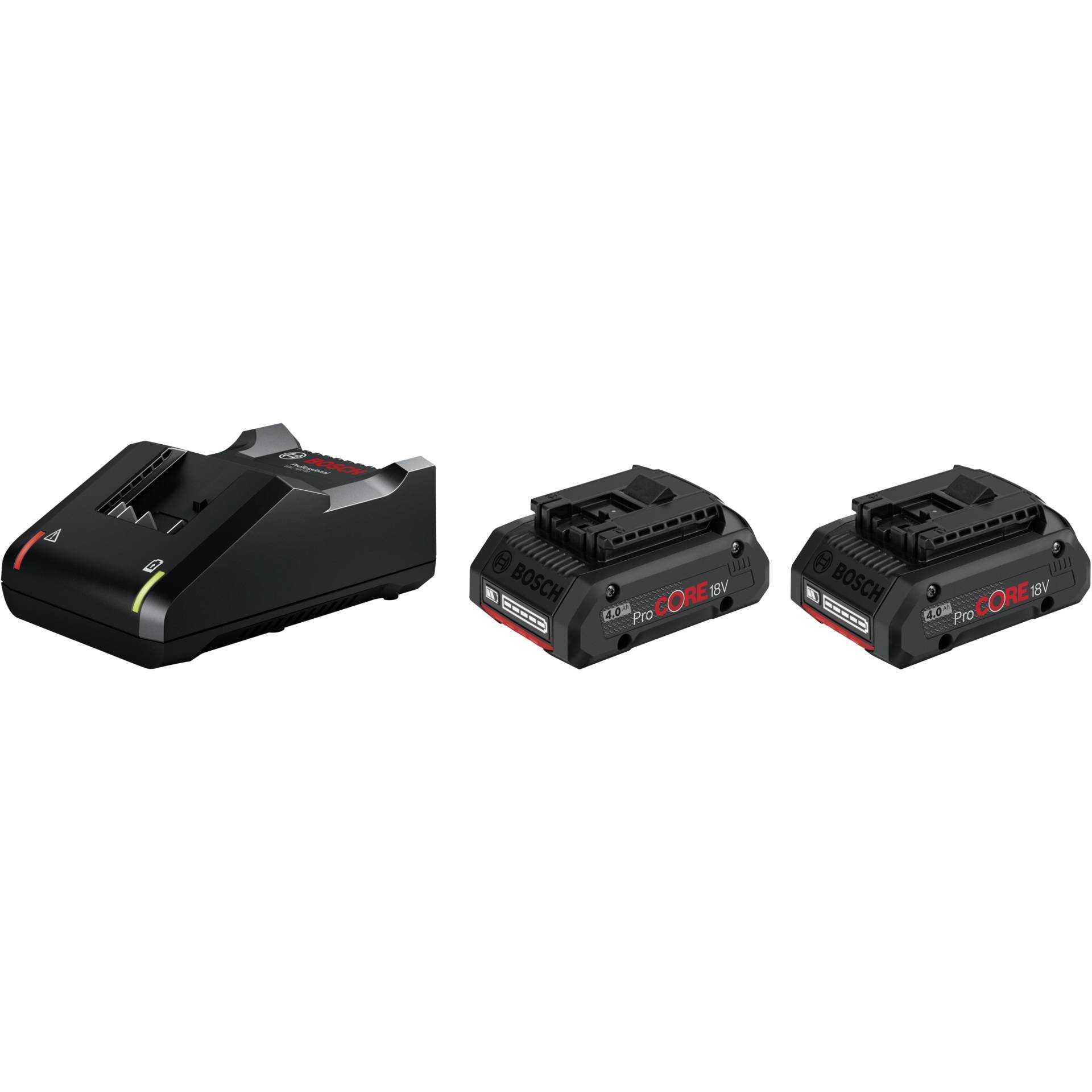 Bosch Starter Set 2 x ProCORE18V 4.0Ah + GAL 18V-40 Professional - Netzteil + Batterie 2 x - Li-Ion - 4 Ah - 4 A
