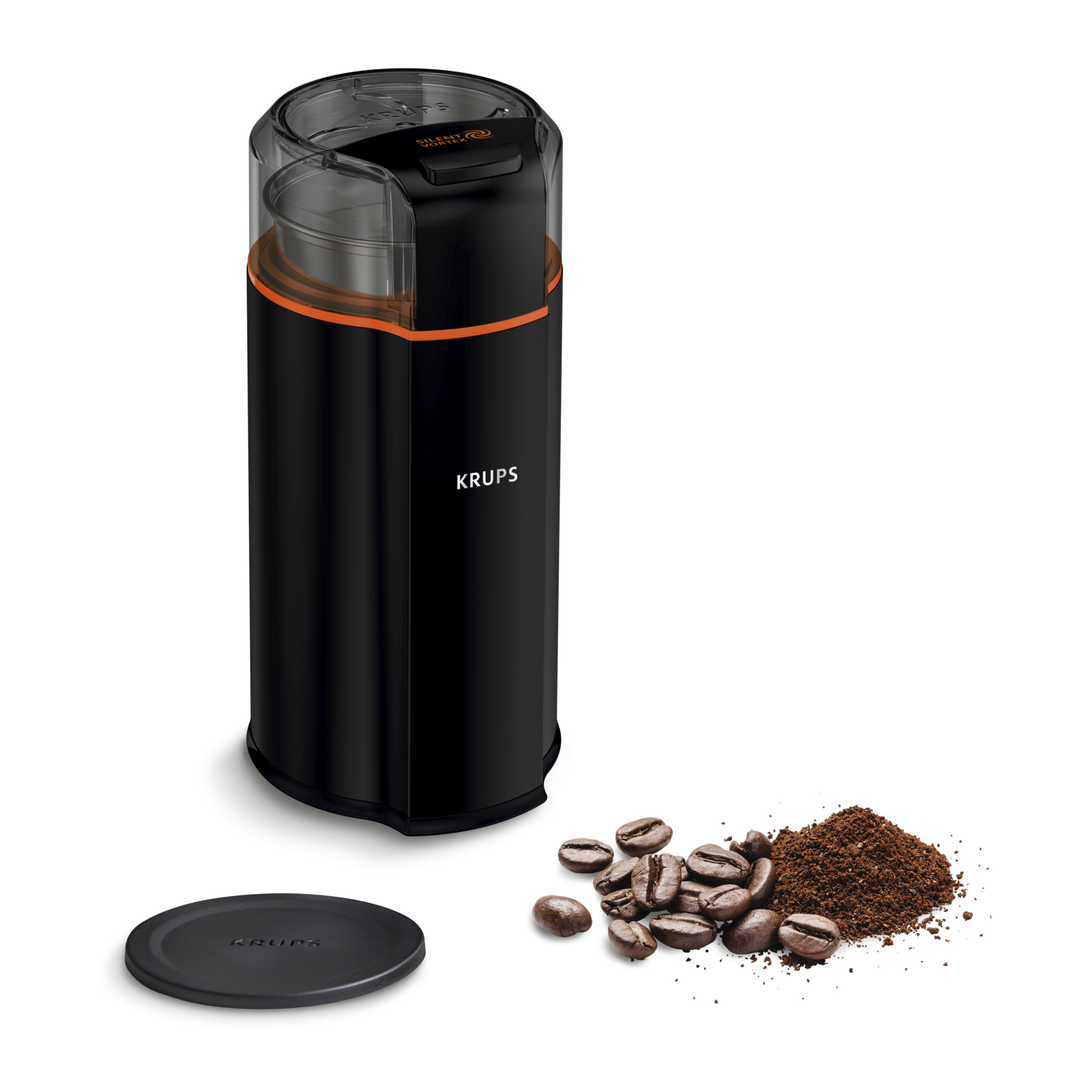 Krups Silent Vortex GX3328 Kaffeemühle GX3328, Mühle mit Schlagmesser, 90 g, Schwarz, Kunststoff, 12 Stück(e), 175 W