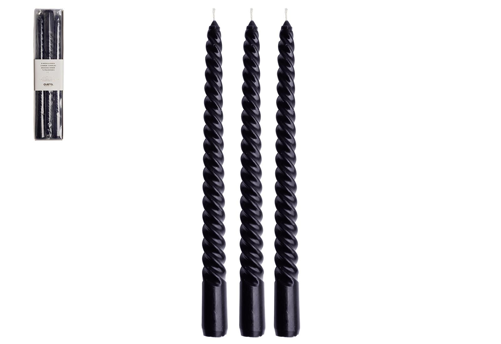 GUSTA 3er Leucherkerze Swirl 25cm schwarz