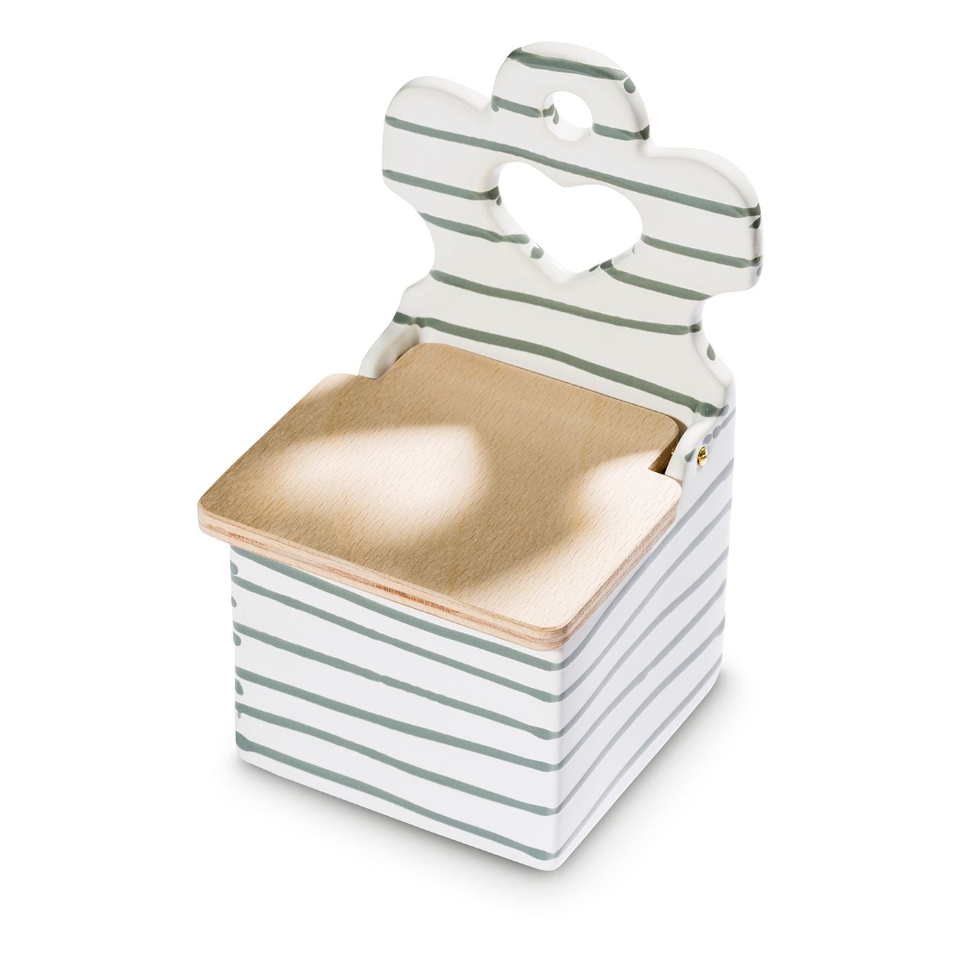 Gmundner Keramik Graugeflammt, Salzfass mit Holzdeckel (H: 18cm)