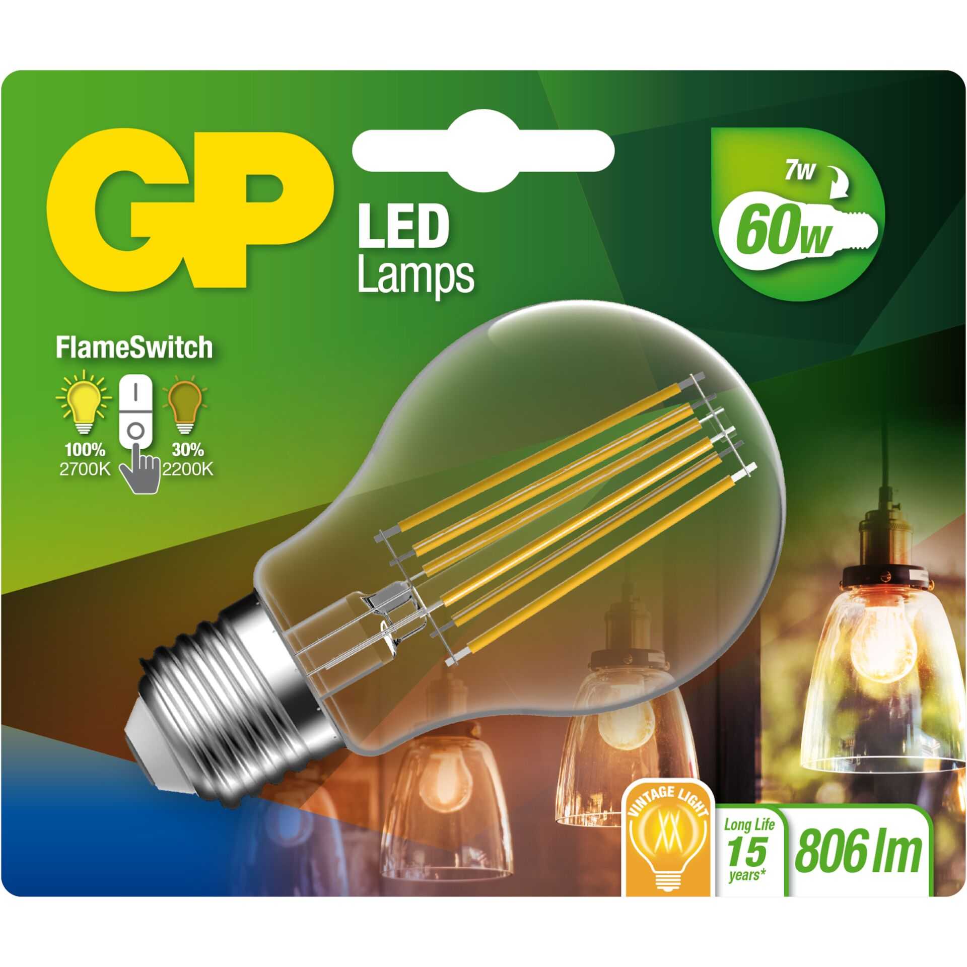 GP Lighting LED FlameSwitch E27 7W (60W) 806 lm        GP 085317