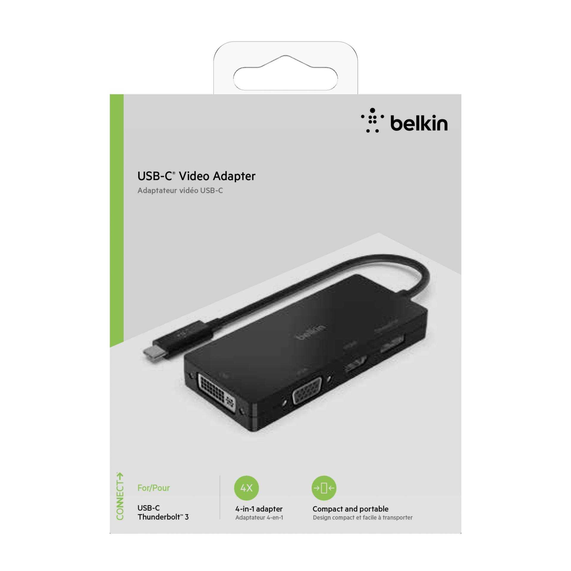 Belkin - Videoadapter - USB-C (M) bis HD-15 (VGA), DVI-I, HDMI, DisplayPort (W) - 4K Unterstützung - Schwarz