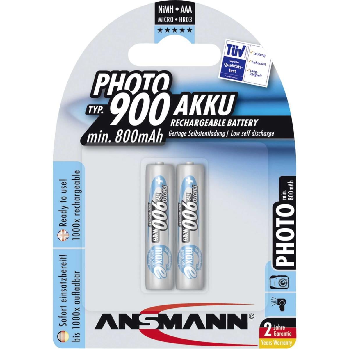 ANSMANN Energy Micro Photo - Batterie 2 x AAA - NiMH - (wiederaufladbar) - 900 mAh