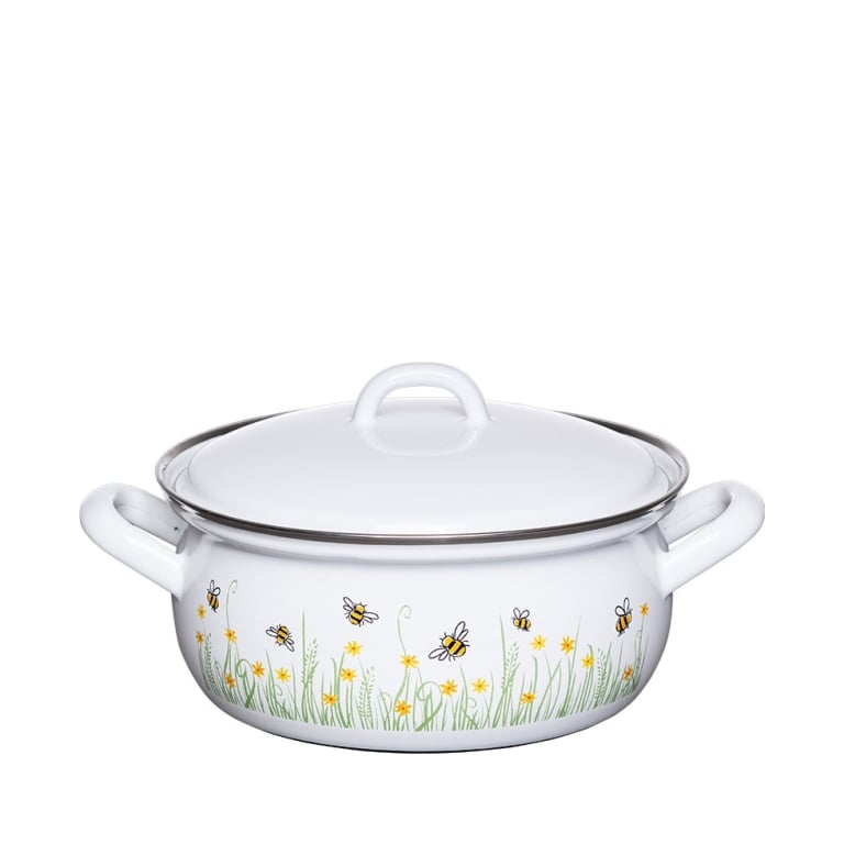 Riess Kasserolle mit Deckel Ø18cm 1,5L Biene Emaille