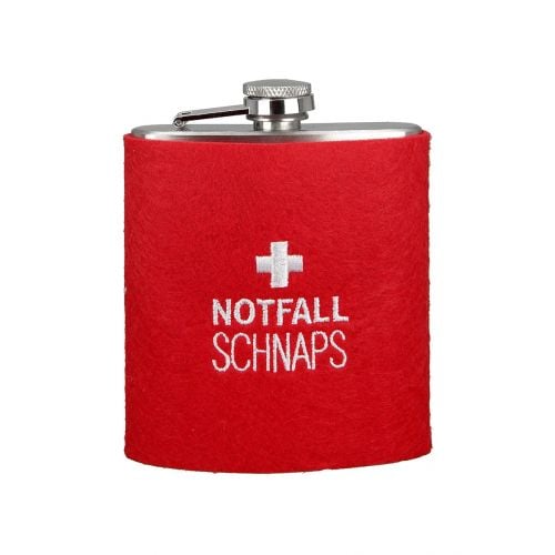Gilde Edelstahl/ Filz Flachmann Notfall Schnaps