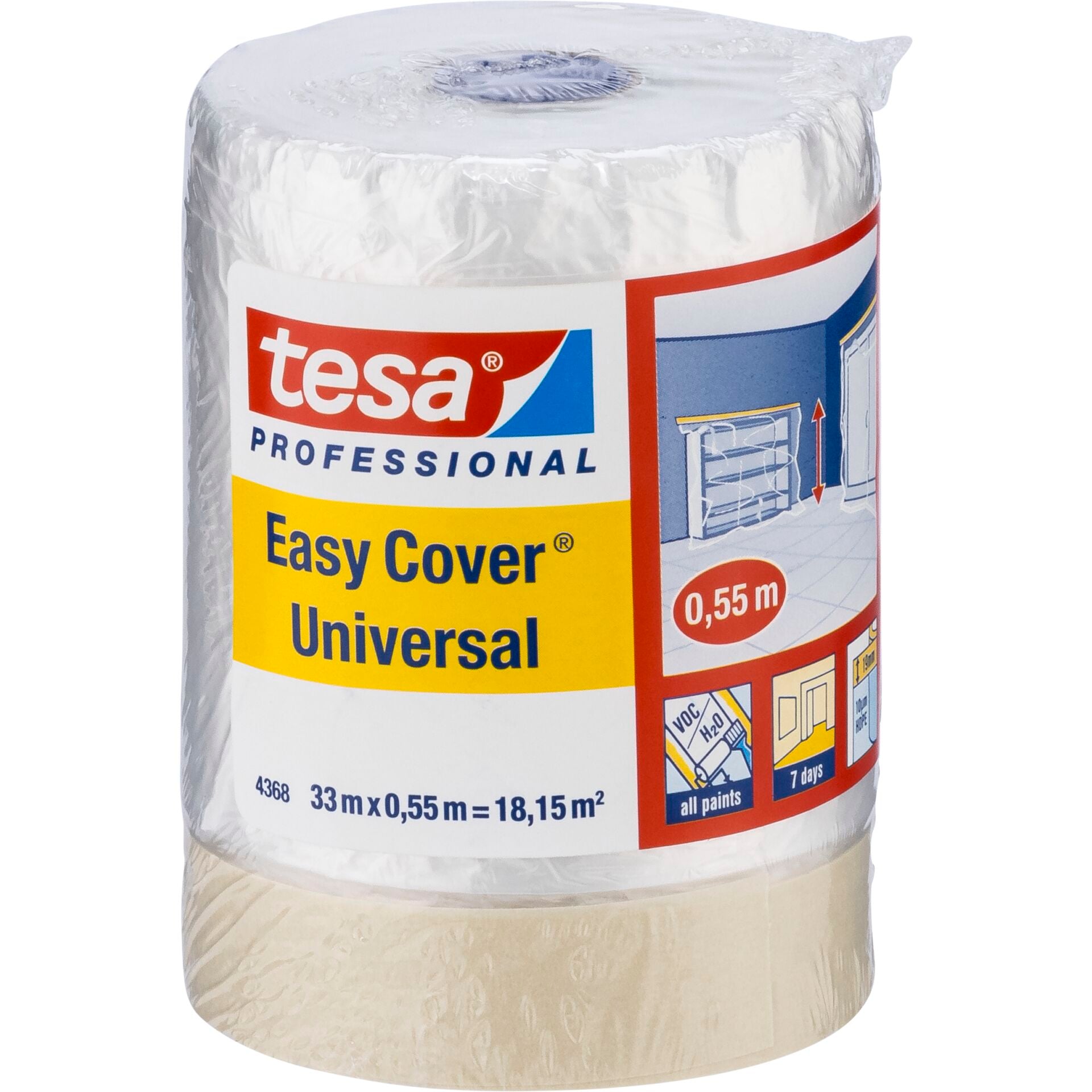 Tesa Abdeckfolie 33m x 55cm Easy Cov. hellbraun 04368