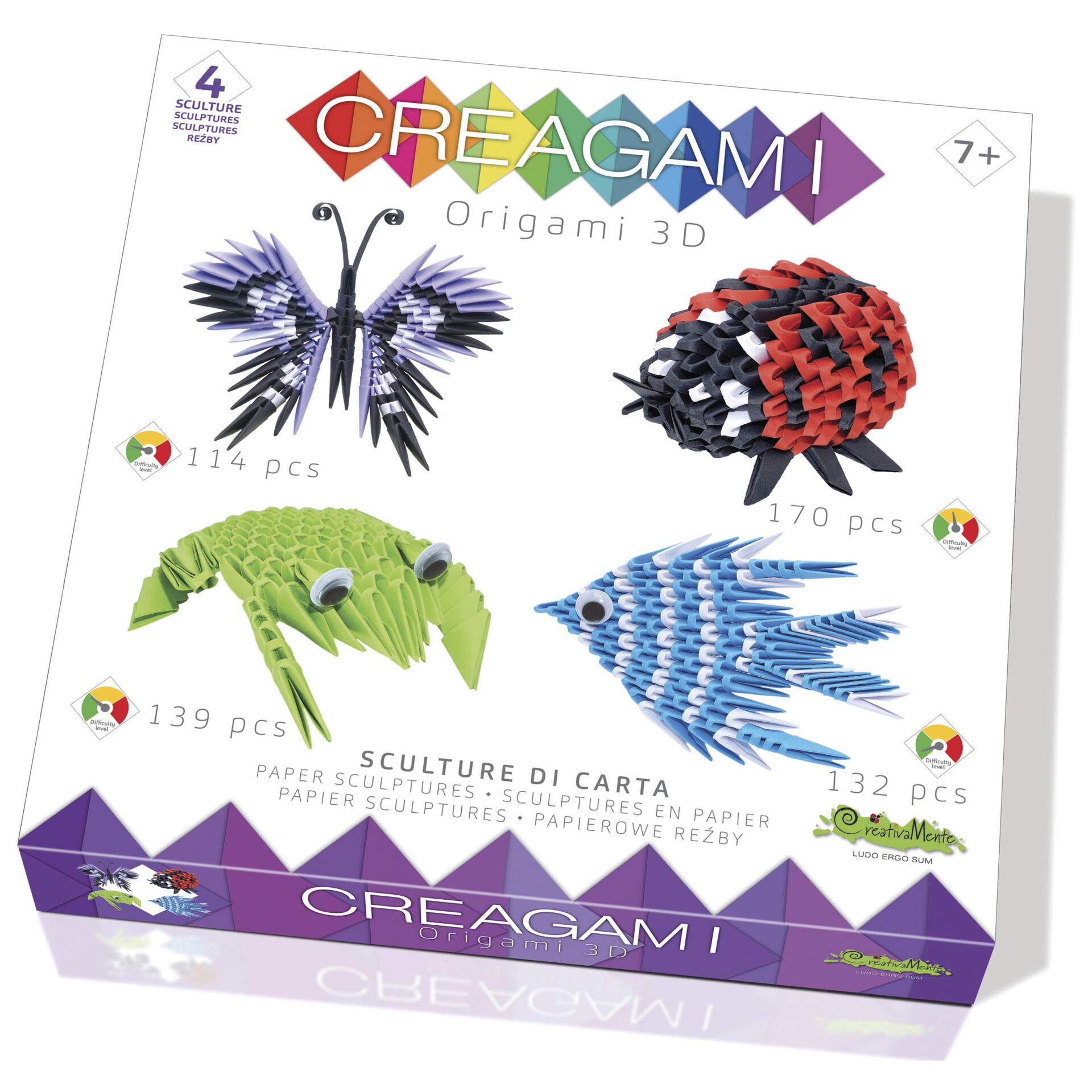 Creagami Origami 3D 4er Set Tiere 555 Teile