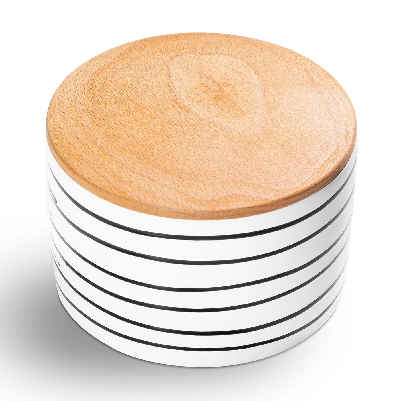 Gmundner Keramik Schwarzgeflammt, Vorratsdose mit Holzdeckel H. 9cm