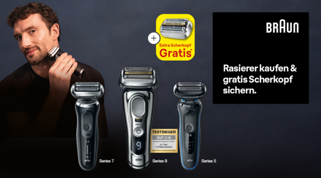 Gratis Scherkopf beim Kauf ausgewählter Braun Rasierer