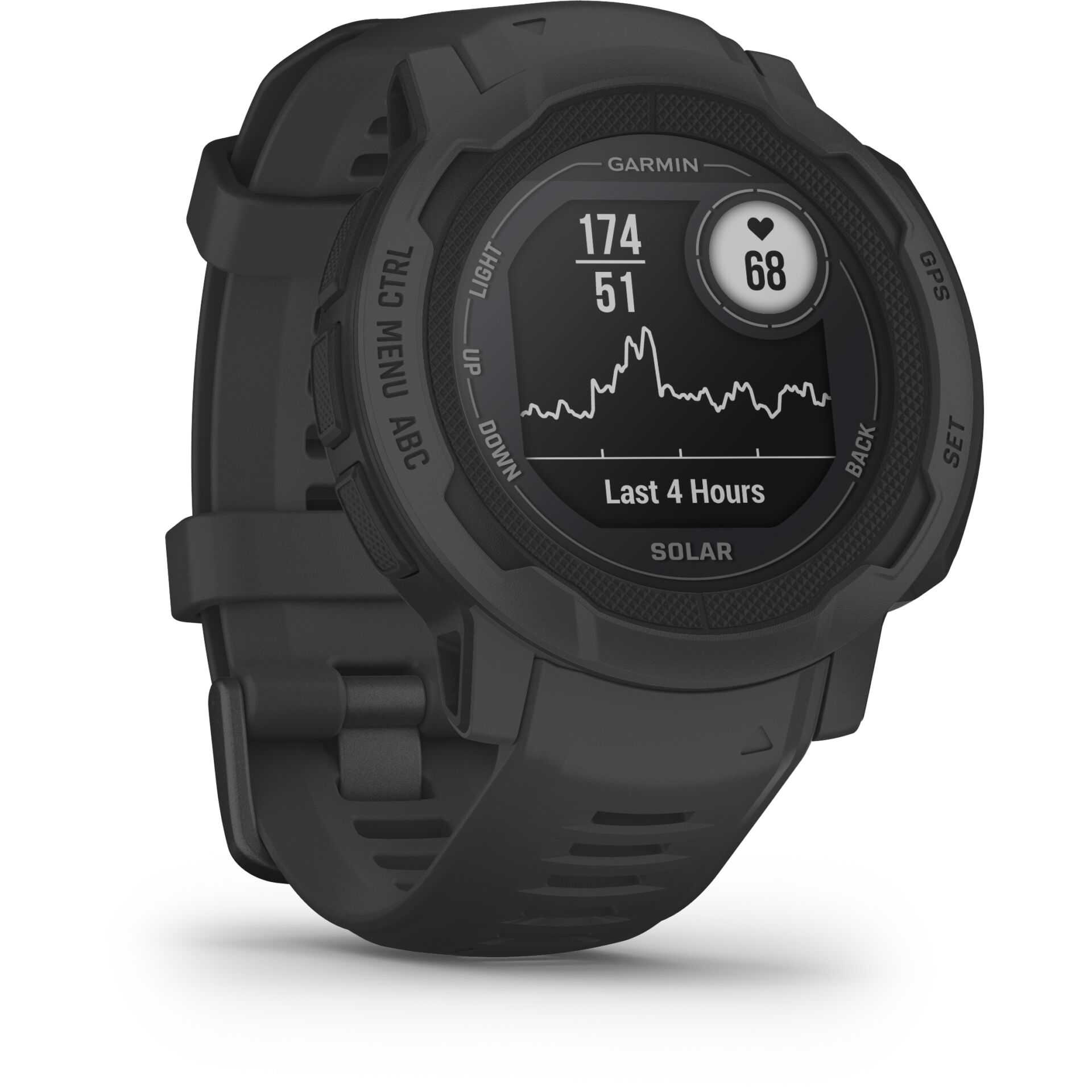 Garmin Instinct 2 Solar - 45 mm - Carbon-Schwarz - Sportuhr mit Band - Silikon - Handgelenkgröße: 135-230 mm