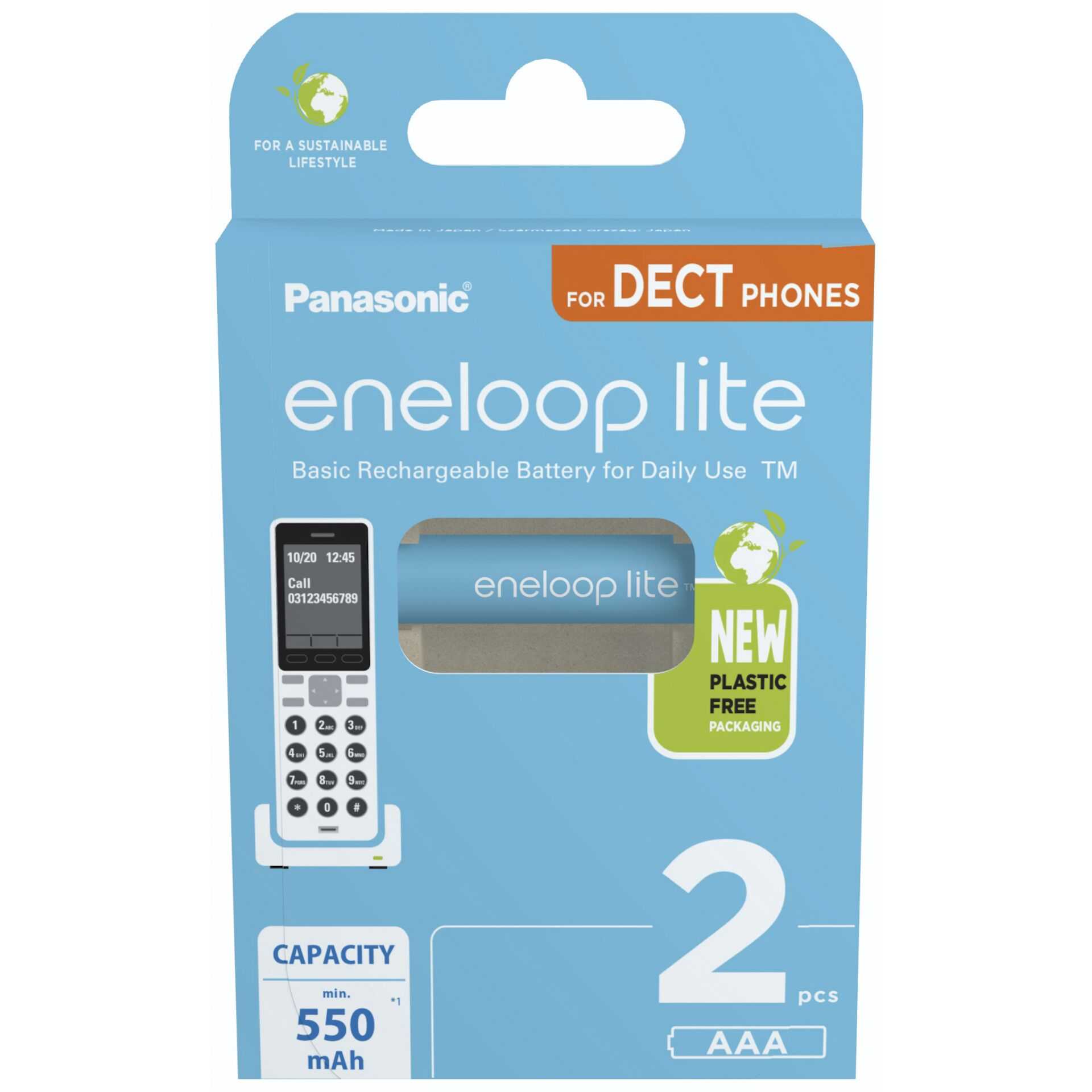 1x2 Panasonic Eneloop lite Micro 550mAh AAA DECT     BK-4LCCE/2DE