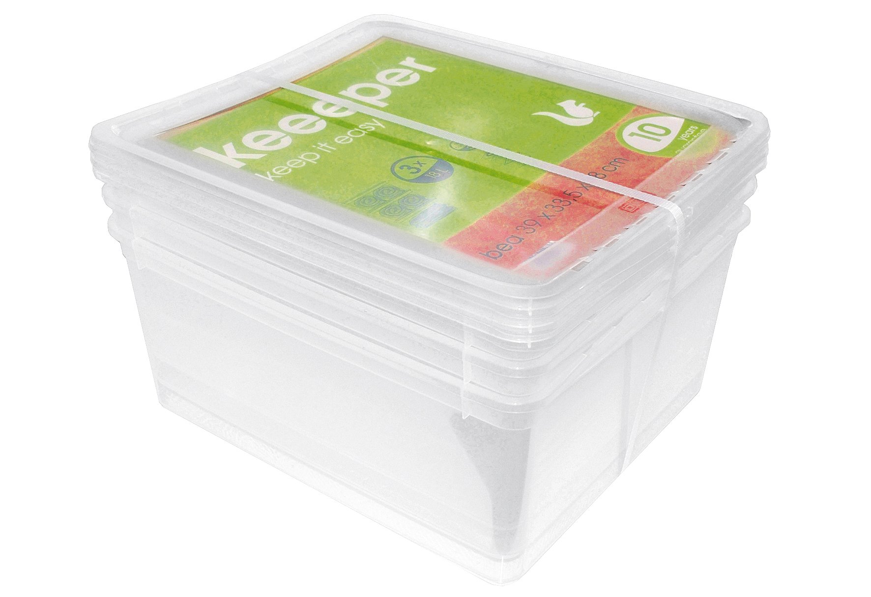 KEEEPER Aufbewahrungsbox Bea 18l 39x33,5x18cm transparent 3er Set