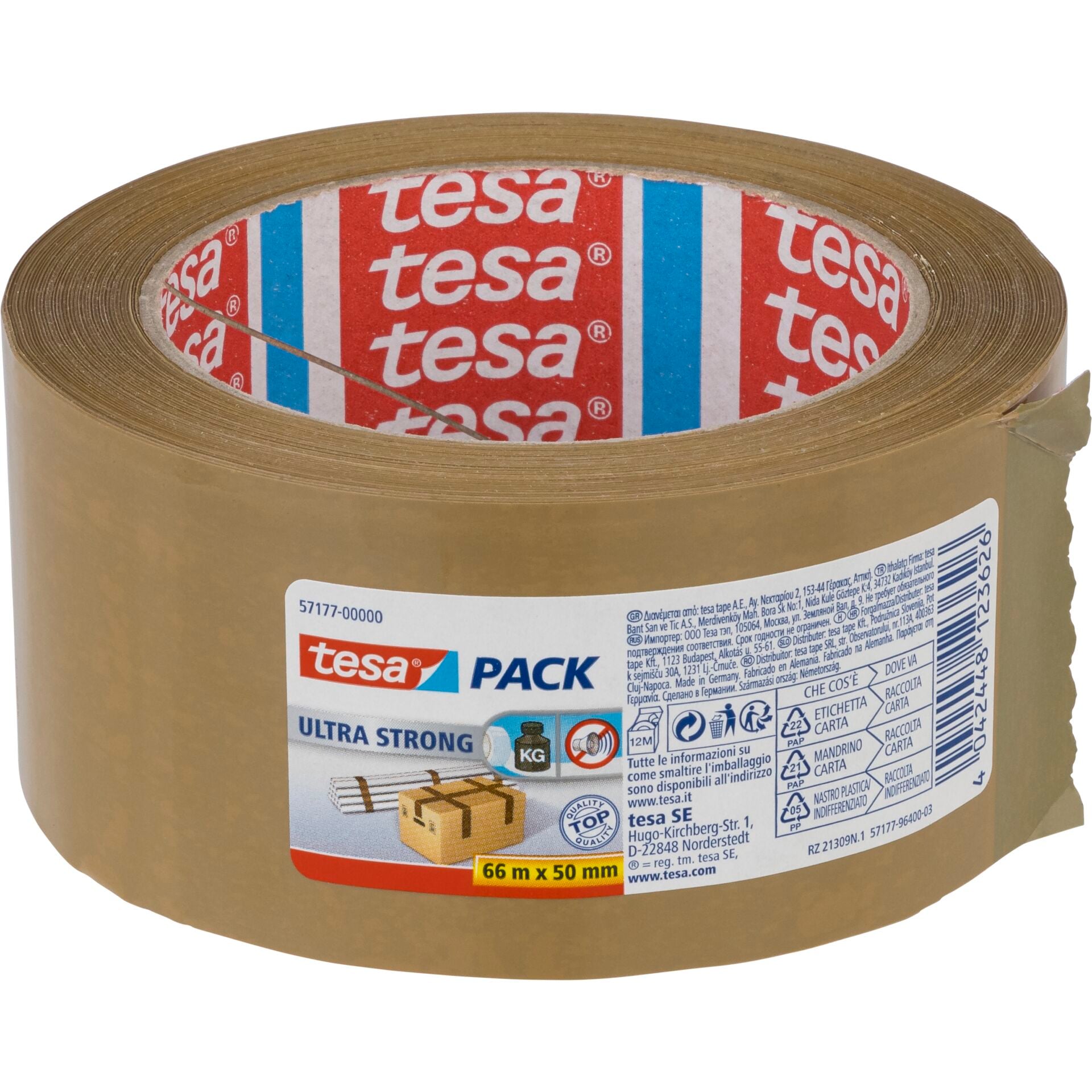 Tesa Packband 66m x 50mm Ultra strong braun 57177