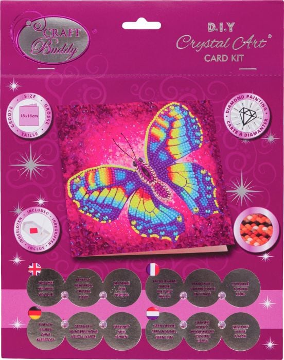 Craft Buddy Crystal Art Grußkarte Schmetterling 18x18 cm CCK-A79