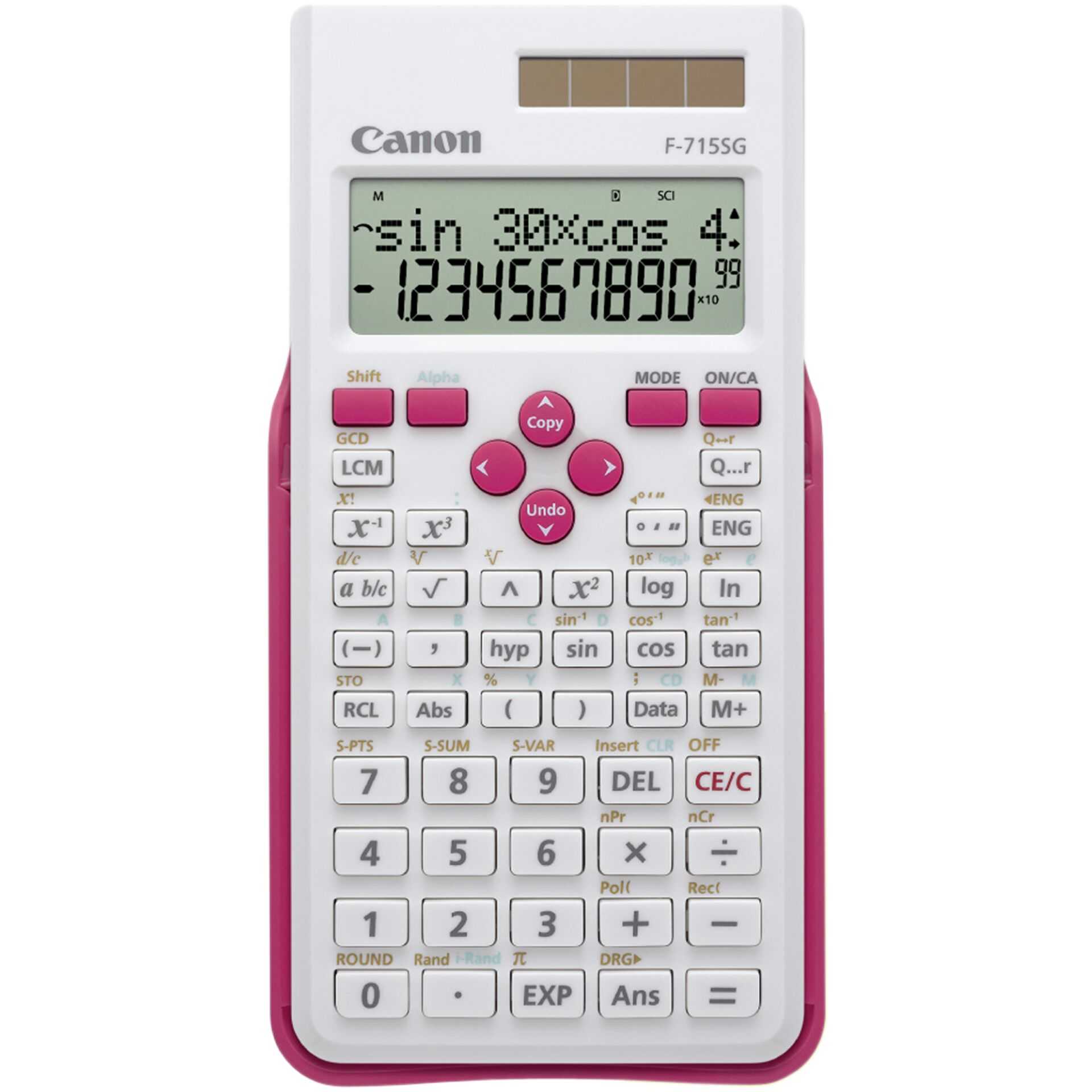 Canon F-715SG - Wissenschaftlicher Taschenrechner - 10 Stellen + 2 Exponenten - Solarpanel, Batterie - Weiß mit Magenta