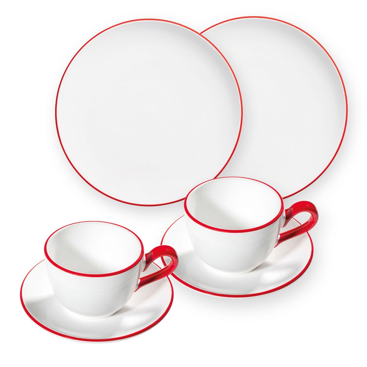 Gmundner Keramik Rubinroter Rand, Frühstück für 2 Cup