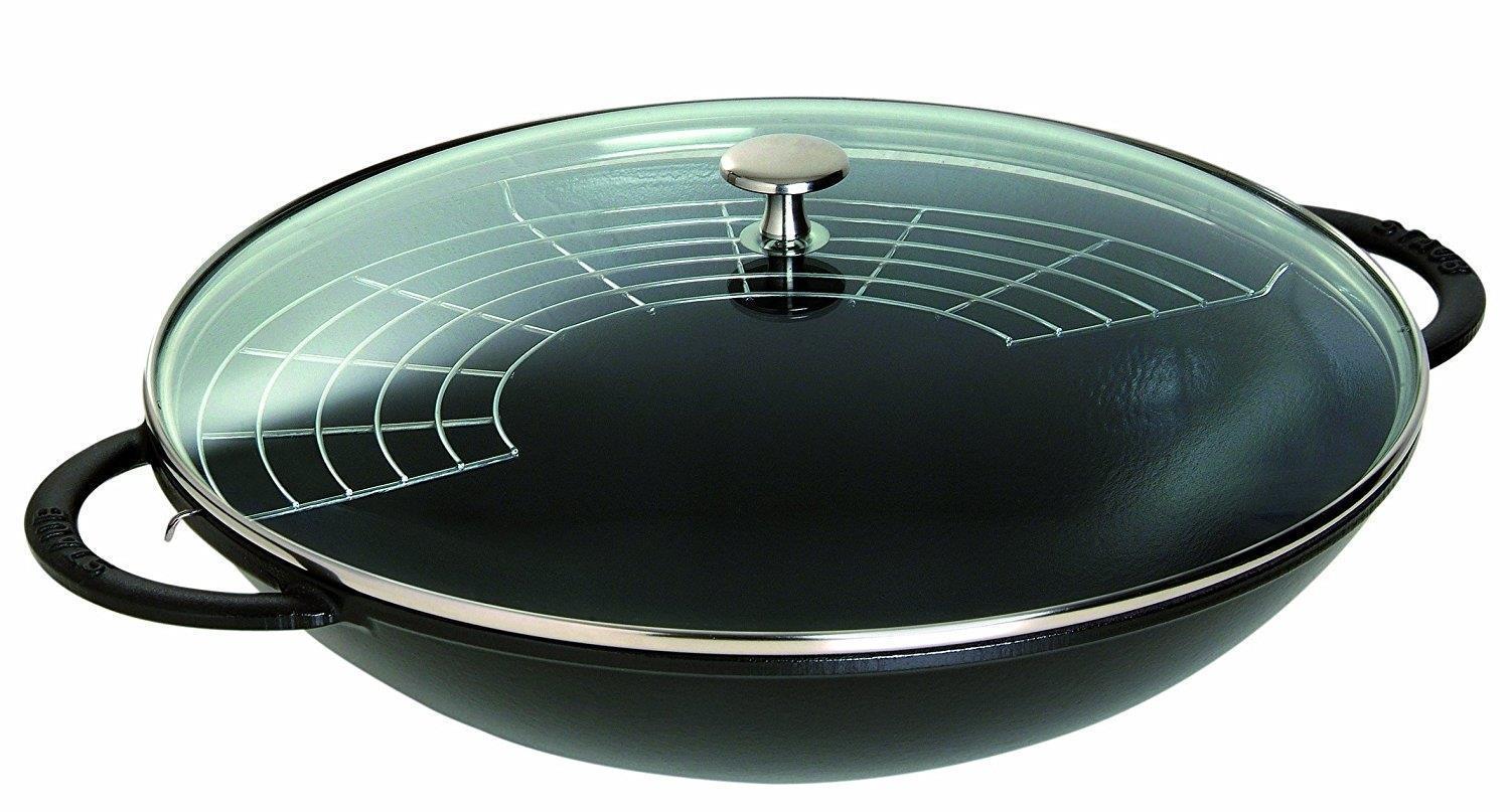 Staub Wok Gusseisen rund Schwarz 37cm 40509-398-0