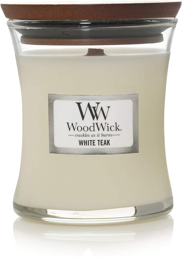 Woodwick Duftkerze Mini Hourglass White TEAK