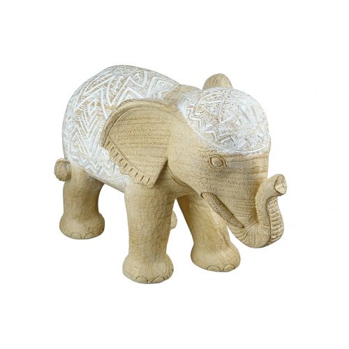 Casablanca Figur Elefant Morani naturfarben mit weissen Schnitzereien